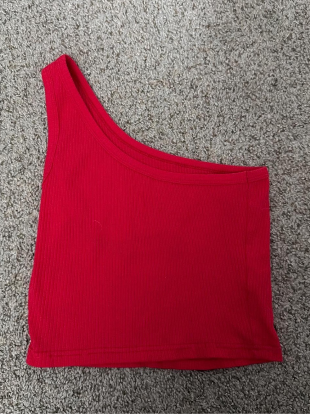 Amazon Women's One-Shoulder Red Ribbed Crop Top